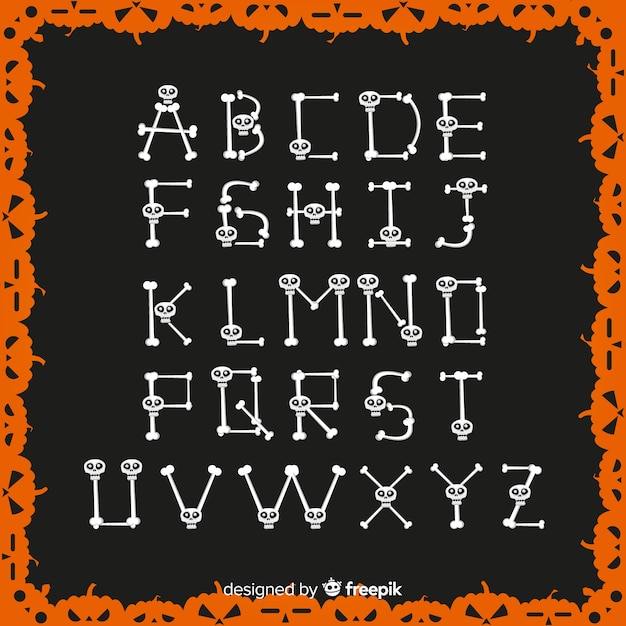 Kostenloser Vektor halloween-alphabet-set