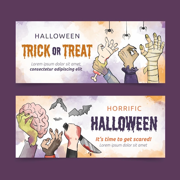 Halloween-banner des aquarelldesigns