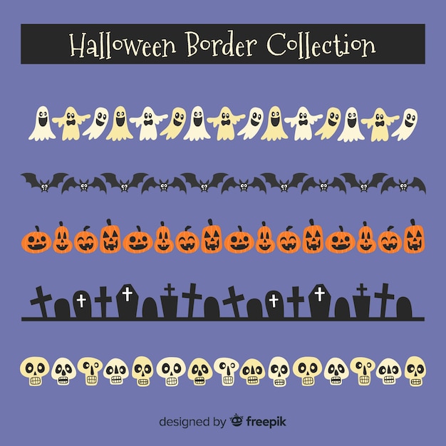 Kostenloser Vektor halloween-bordersammlung