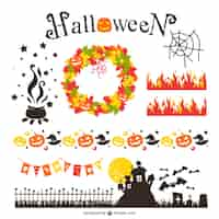 Kostenloser Vektor halloween-design-elemente packen