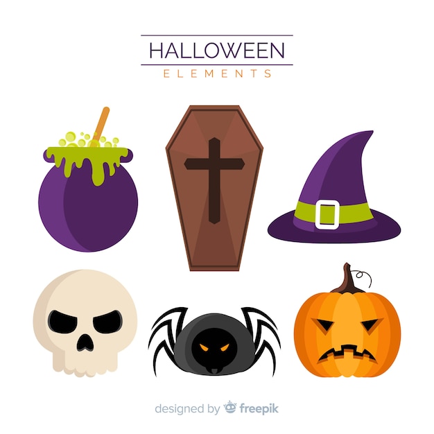 Halloween-elementsammlung im flachen design
