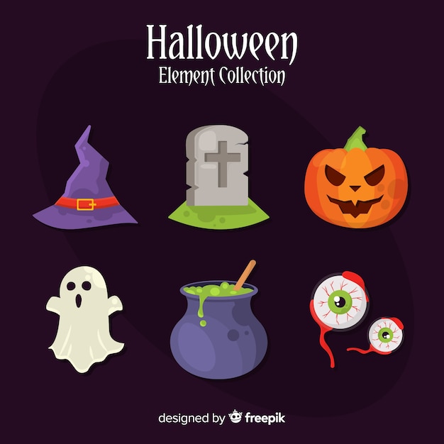 Halloween-Elementsammlung im flachen Design