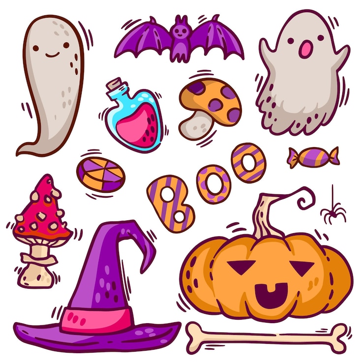 Kostenlose Vektor halloween-elementsammlung