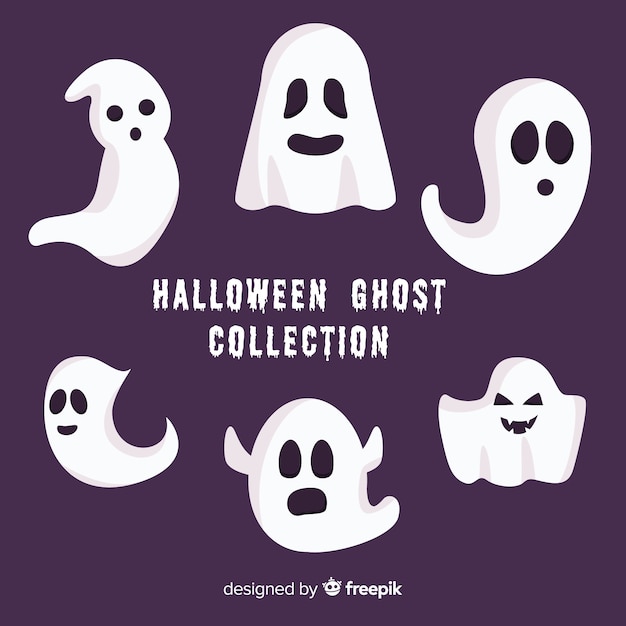 Halloween Geist Charakter Sammlung mit flachen Design