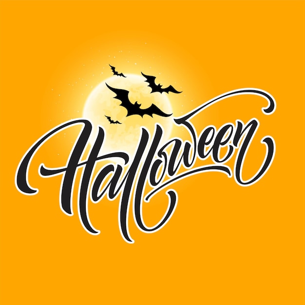 Halloween glühender nachthintergrund mit dem mond und den fledermäusen