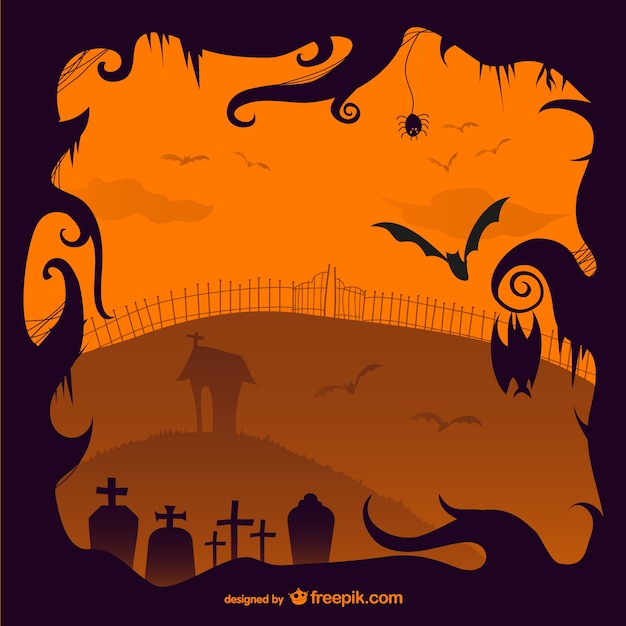 Halloween gruselig friedhof illustration