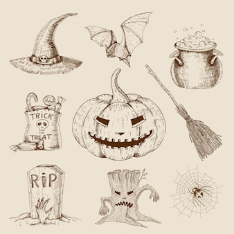 Halloween hand gezeichnetes set