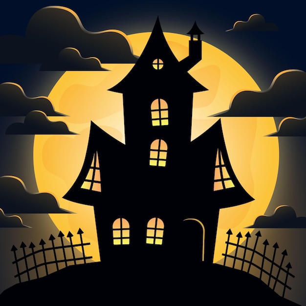 Kostenloser Vektor halloween-haus im flachen design