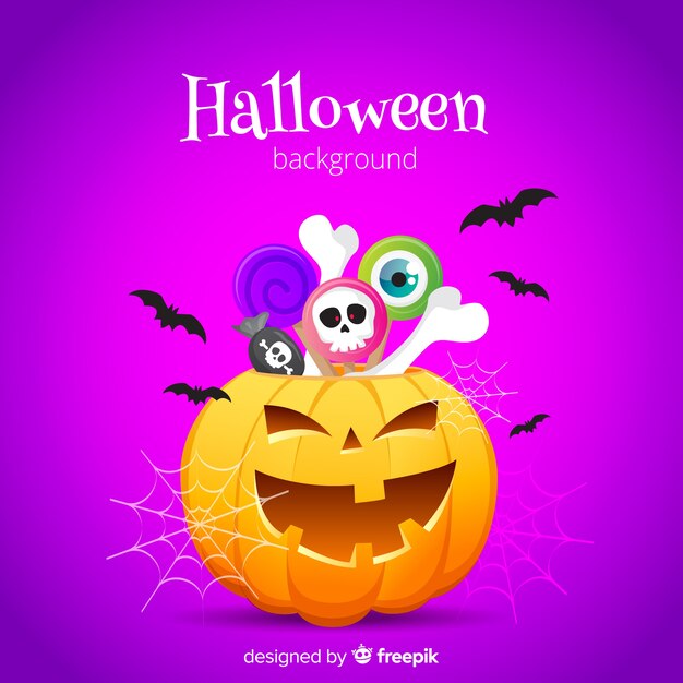 Halloween-Hintergrund im flachen Design