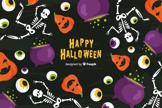 Kostenloser Vektor halloween-hintergrund im flachen design