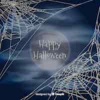 Kostenloser Vektor halloween-hintergrund mit spinnennetz