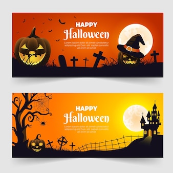 Halloween horizontale banner mit farbverlauf eingestellt