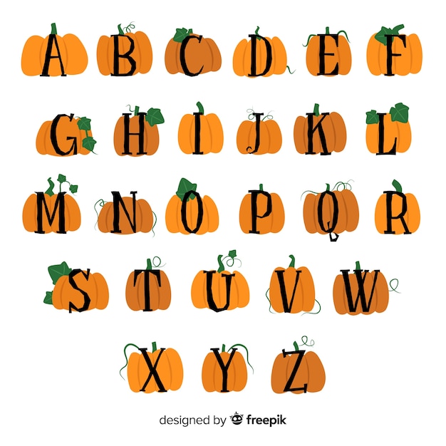 Kostenloser Vektor halloween kürbis alphabet