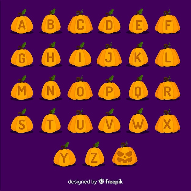 Kostenloser Vektor halloween kürbis alphabet