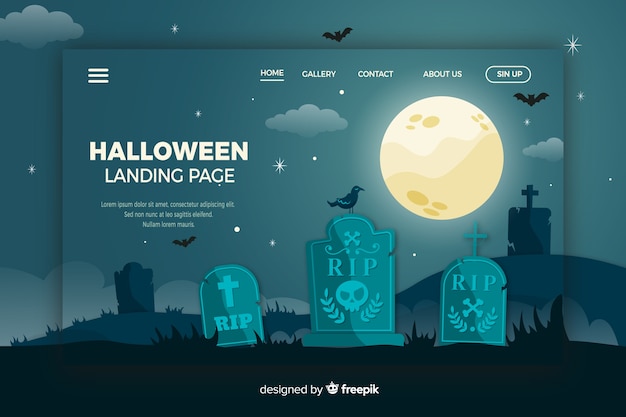 Halloween landing page im flachen design