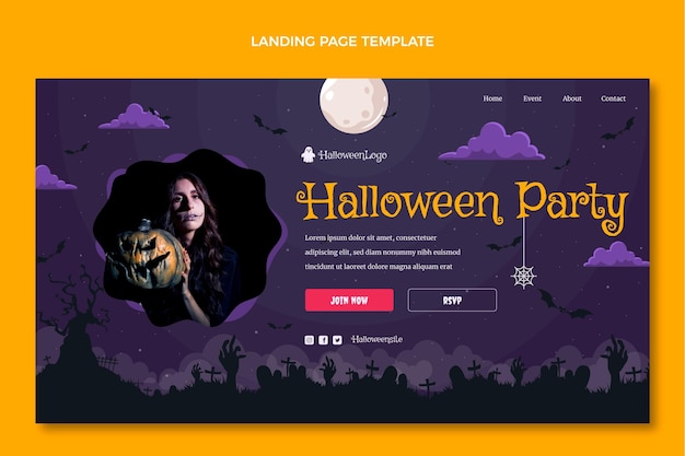 Kostenloser Vektor halloween-landingpage-vorlage mit farbverlauf