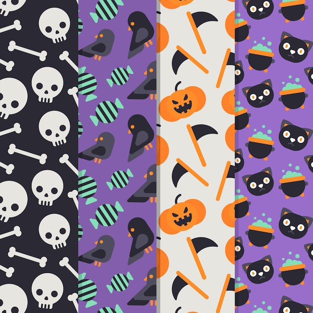 Halloween-muster im flachen design