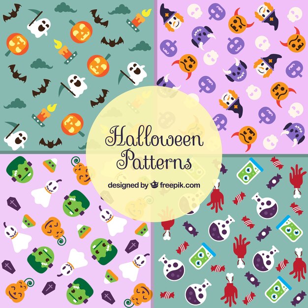 Halloween-Muster in flachem Design