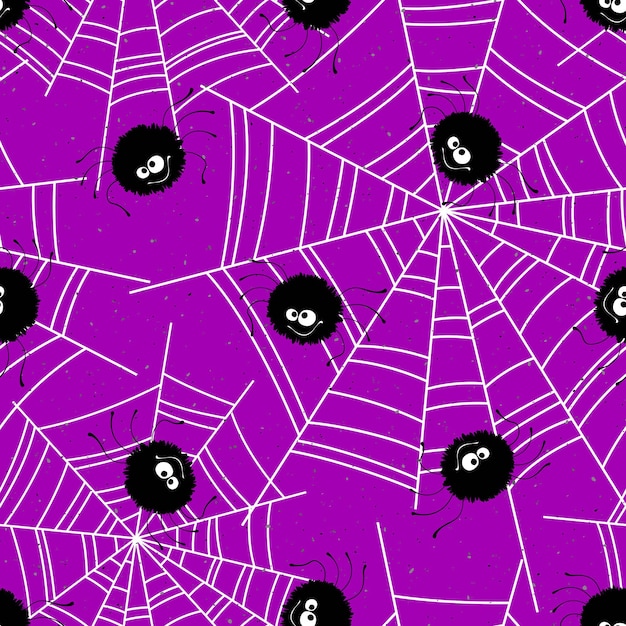 Halloween-nahtloser hintergrund mit spinnen und netz. vektorillustration eps10