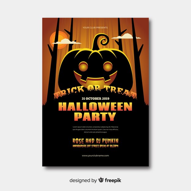 Halloween-parteiplakat mit flachem design