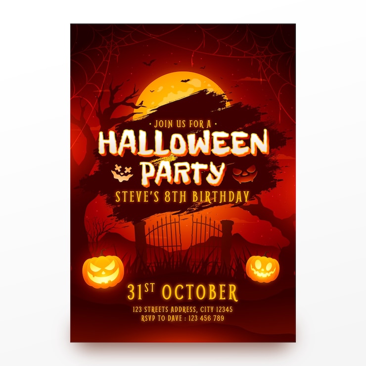 Kostenlose Vektor halloween-party-einladung vorlage