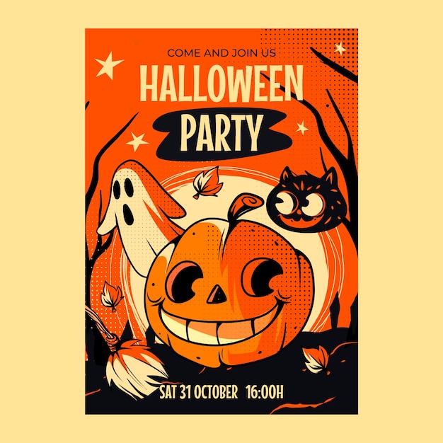Kostenloser Vektor halloween-party-einladung vorlage