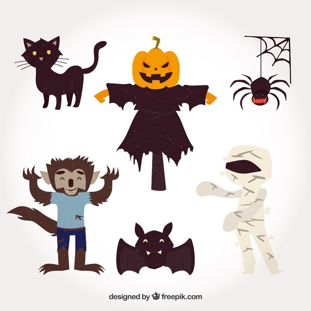Halloween-Party-Figuren gesetzt