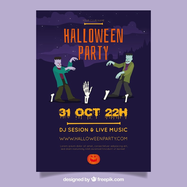 Halloween-party-flyer mit zombies