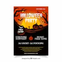 Kostenloser Vektor halloween-party mit gruseligem friedhof