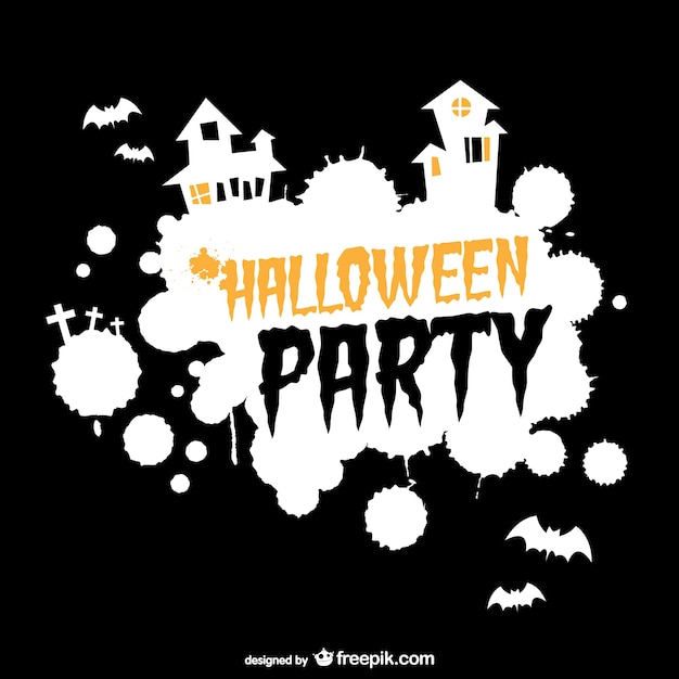 Kostenloser Vektor halloween-party-poster mit silhouetten