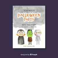 Kostenloser Vektor halloween-partyplakat mit monstern