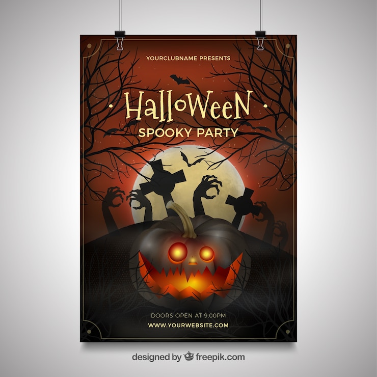 Kostenlose Vektor halloween-partyplakat