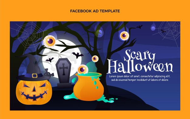 Kostenloser Vektor halloween-social-media-promo-vorlage mit farbverlauf
