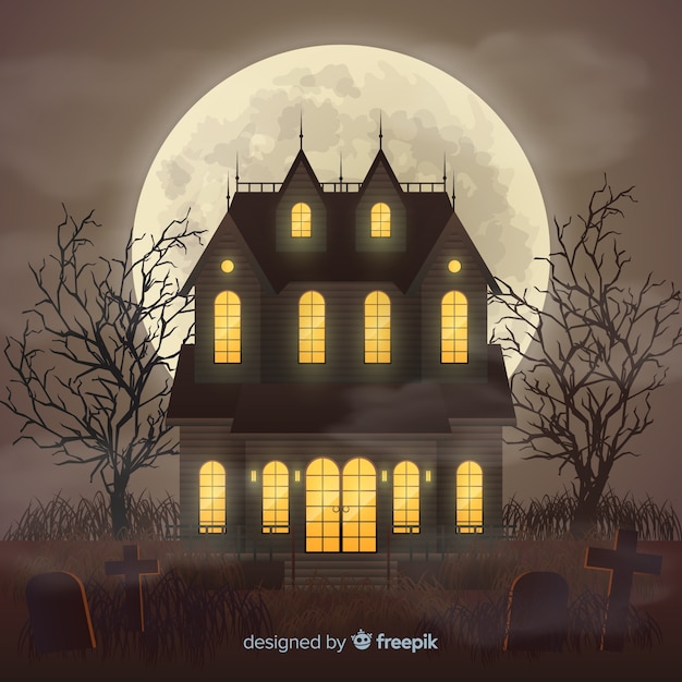 Halloween spukhaus mit realistischem design