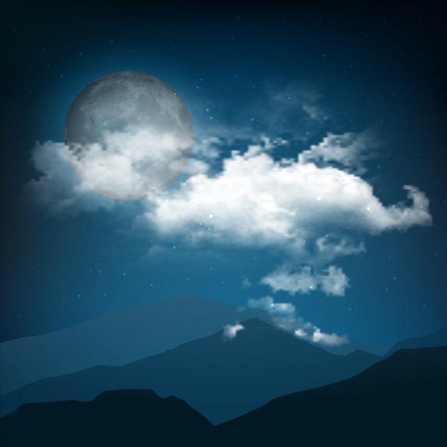 Halloween-stil nacht landschaft mit mond