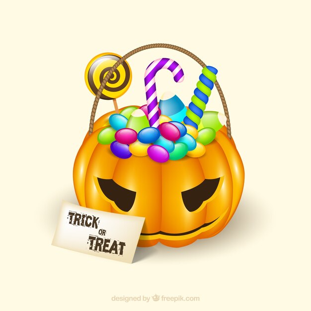 Halloween Süßigkeiten und Kürbis