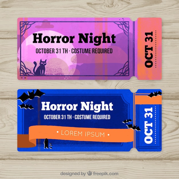 Halloween-tickets mit buntem stil