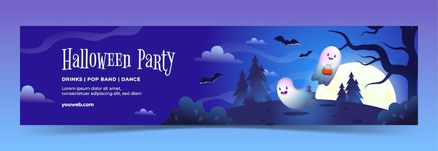 Kostenloser Vektor halloween twitch-banner mit farbverlauf