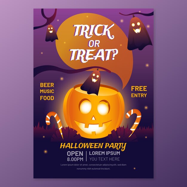 Halloween vertikale Postervorlage mit Farbverlauf