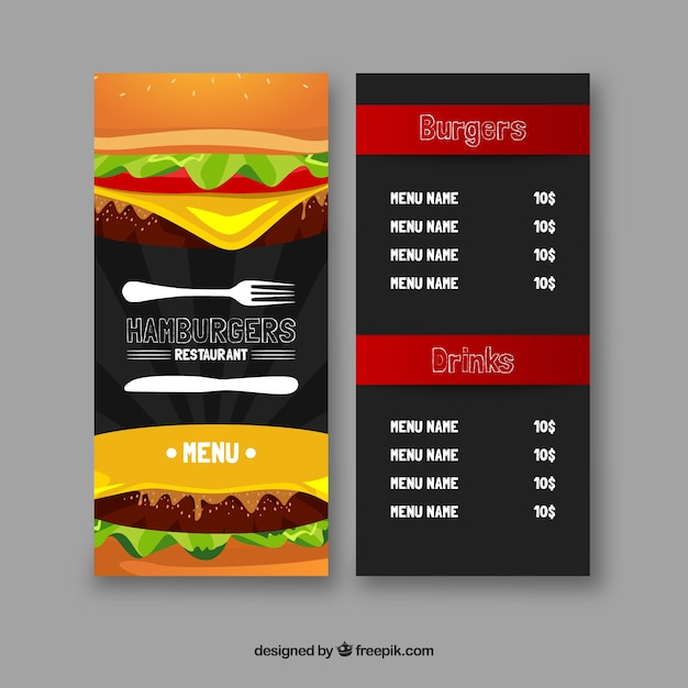 Kostenloser Vektor hamburger-menüvorlage