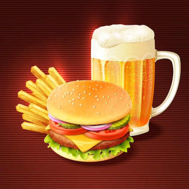 Hamburger und bier hintergrund