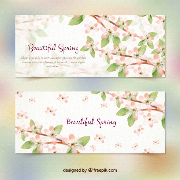 Hand bemalt elegant floral frühjahr banner