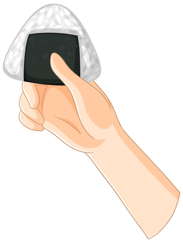 Kostenlose Vektor hand, die einen reisball hält, abbildung