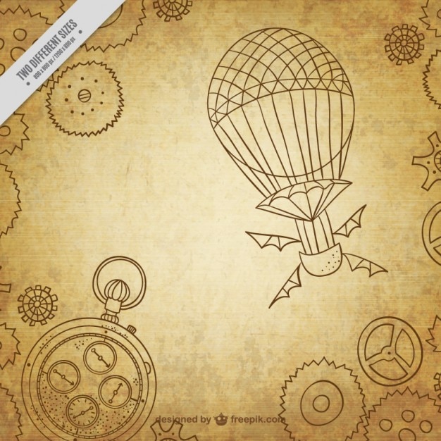 Hand drawn steampunk machinery hintergrund