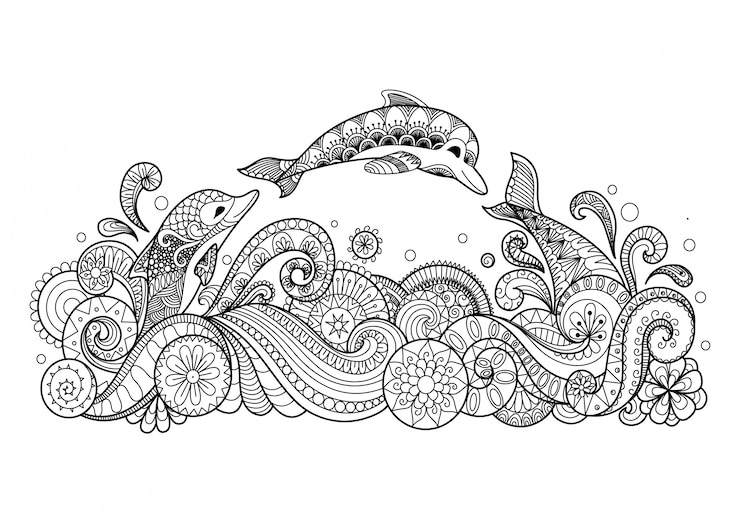 Hand gezeichnet Delphin Hintergrund