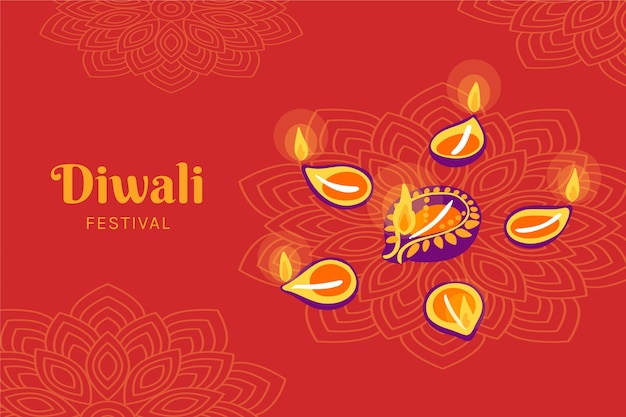 Kostenloser Vektor hand gezeichnet diwali hintergrund