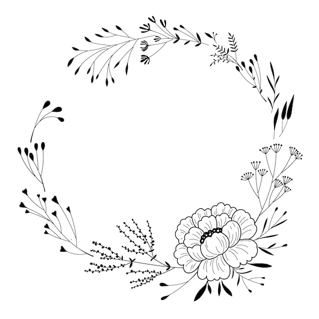 Kostenloser Vektor hand gezeichnet floral frame