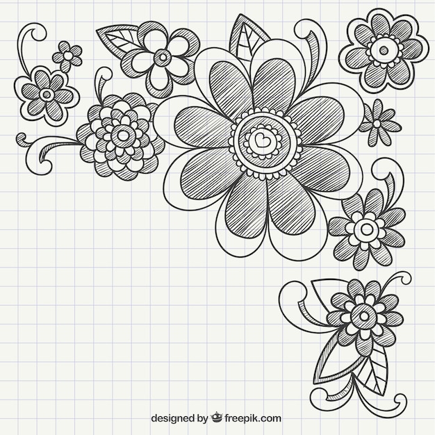 Kostenloser Vektor hand gezeichnet floralen ornamenten