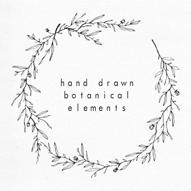 Hand gezeichnet floralen und botanischen kranz