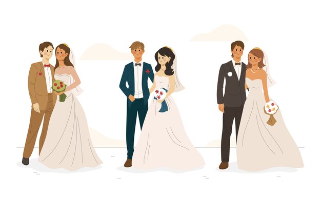 Hand gezeichnet Hochzeit Paare